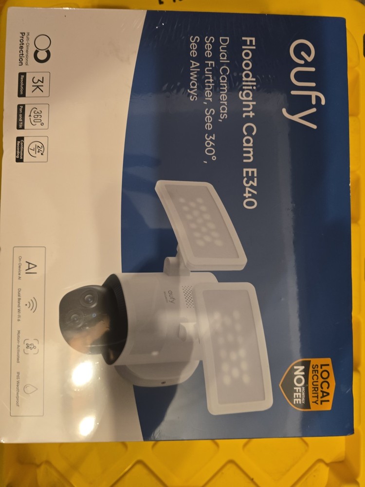 New Eufy Floodlight Cam E340 AI Motion Activated Waterproof 360 Pan/Tilt FreeS&H