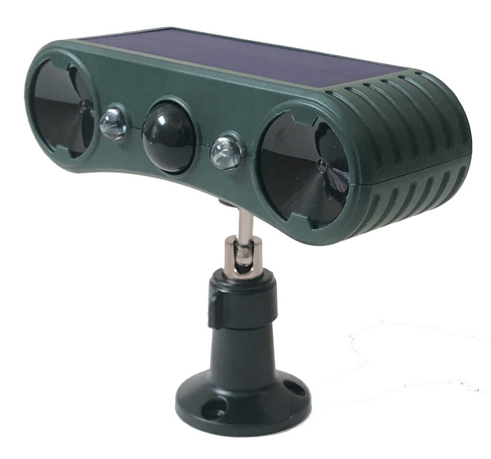 Solar-Powered Motion Sensor Alarm Red Blue Flashing LED Siren Sound