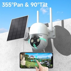 WOOLINK 2PCS 4MP Solar Security Camera Wireless Outdoor 2.5K Solar Power Camera