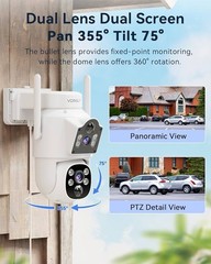 (8PX) Outdoor Wireless Cameras 2pcs 4MP Dual Lens Solar PTZ with 12” Monitor