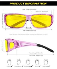 Glasses, Fit Over Glasses A03-glossy Black/Clear Purple/Clear Blue Night Vision