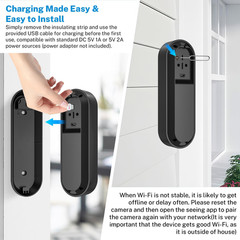 Wireless Wi-Fi Video Doorbell Camera with AI Motion Detection, 2 Way Audio, Nigh