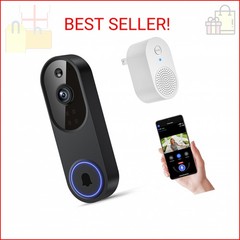 Orbitell 1080p Wireless Wi-Fi Video Doorbell Camera with Two Way Audio, Night Vi