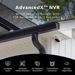 Swann AdvancedX™ Wired NVR 4K Security Camera System, 8 Channels, 4 PoE Dome C