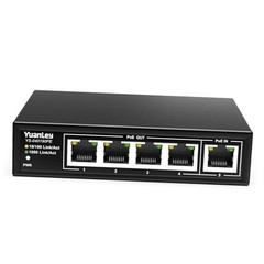 5 Port PoE Extender Gigabit with 4 PoE Out, 90W 5 Port（1000Mbps Metal Case)