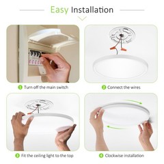 LUMLLSAJI 4 Pack LED Flush Mount Ceiling Light, 24W 12Inch-4 Pack, White