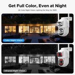 4MP Wireless Security Camera System Outdoor Wifi Dual Lens Security Cameras Home