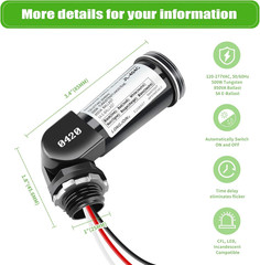 2-Pack, Dusk to Dawn/Day Night Sensor, Photoelectric Switch, Photo Cell Sensor,