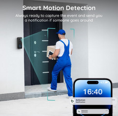 Videoportero WiFi 2K Inalámbrico con Vista 180°, Timbre y Detección IA, Nuevo