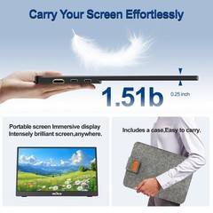 Innoview Portable Monitor 15.6 1080P For Laptop Protective Sleeve Built-In 90