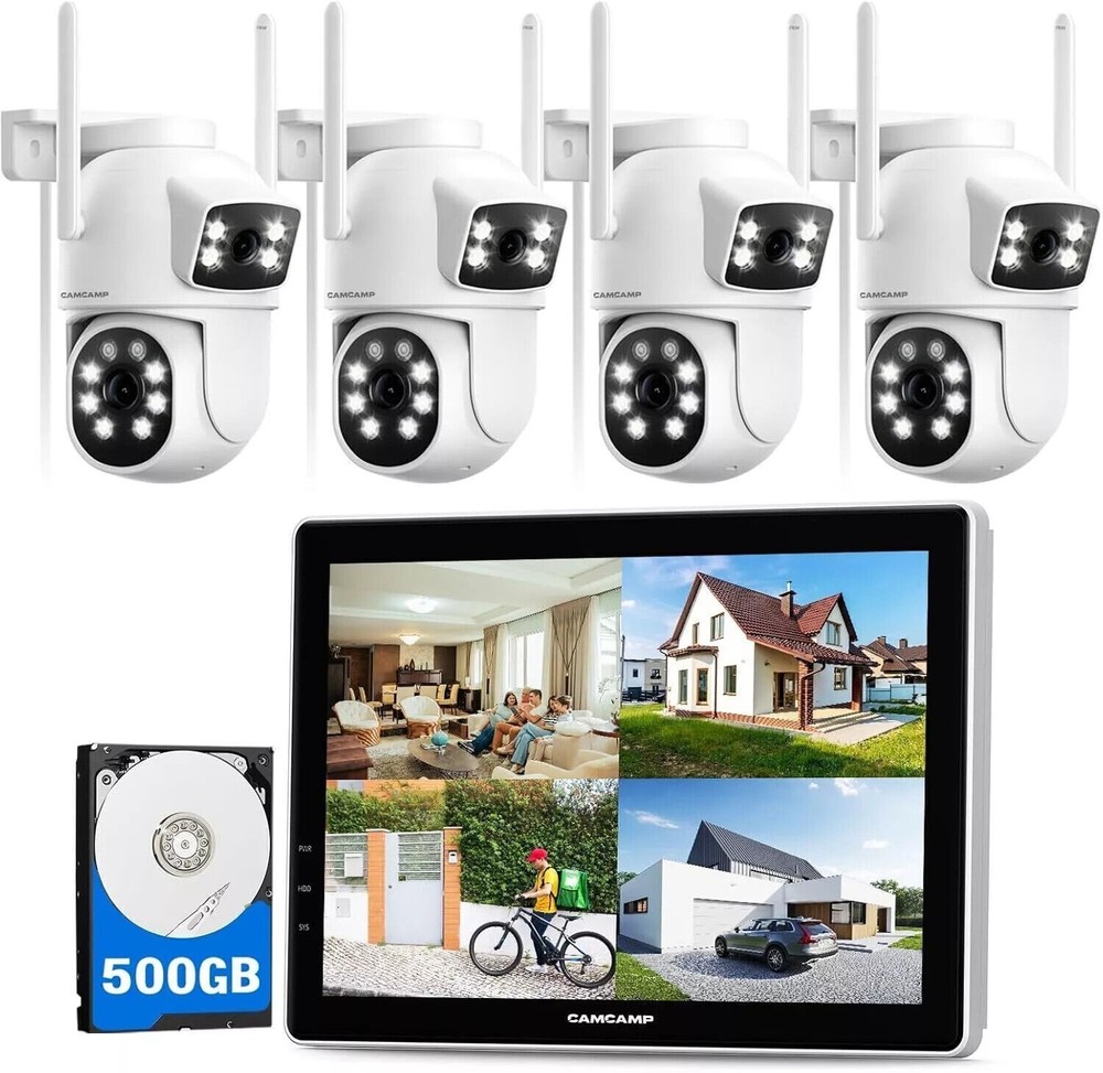 CAMCAMP 10″ LCD 10CH 2K NVR WiFi IP Outdoor Wireless Security Camera System CCTV