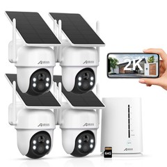 ANRAN Solar Security Cameras Outdoor Wireless 4 Cam-Kits 3MP Color Night Vision
