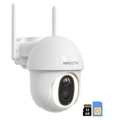 ARCCTV 4G LTE Cellular 4MP Solar Power 360°PTZ Security Camera Outdoor Wireless