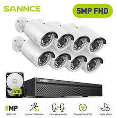SANNCE 8CH 4K NVR POE 3MP 5MP AI Security Camera System Two Way Audio Recording