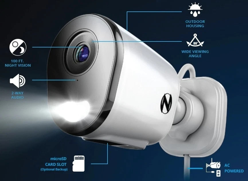 Night Owl WCM-FWIP4L-BS Plug-in AC Powered Wi-Fi 2K Standalone/Add-on Camera