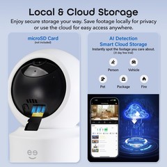 Geeni Scope Ultra 2K Smart 355° Pan & Tilt Auto-Follow Indoor Security Camera