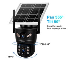 6MP Solar Camera WIFI Solar Panel Dual Lens Camera Home Security Cam + 128G Card
