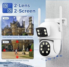 CAMCAMP Wireless Security Camera System Dual Lens Linkage 2.4G/5G WiFi PTZ Cams