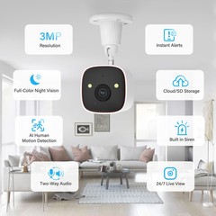 4-Pack Wireless 2.4G WiFi Security Camera System Smart Outdoor Night Vision 3MP