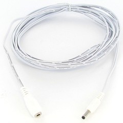12′ 1.3mm DC Power Extension Cable White for CCTV Agasio, Foscam, Loftek, Tenvis