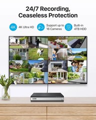 ZOSI 16CH 4K PoE NVR 8MP Video 4TB Hard Drive NVR for Add On IP Cameras System