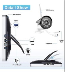 Wireless Security Camera System 4CH 1080P w/ Monitor 1TB HDD Outdoor