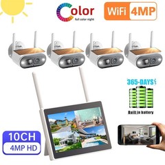 Solar Camera Outdoor Wireless with 10″ Monitor 4MP Home Security Camera System