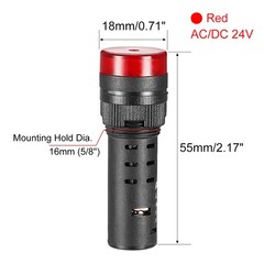 2PC AC/DC 24V Light Indicator Flashing Alarm w Buzzer, AD16-16SM Red LED