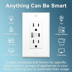 4 Pack Lumary Smart USB Outlet with WiFi, Type-C & USB-A Ports, Voice Control
