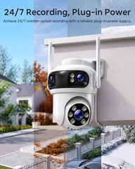 Triple Lens Wireless Security Camera System 4 Cam 12 View 24/7 Record Auto-Track