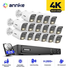 ANNKE 4K 8CH 16CH NVR 5MP 8MP Audio PoE Security Camera System H.265+ Outdoor AI