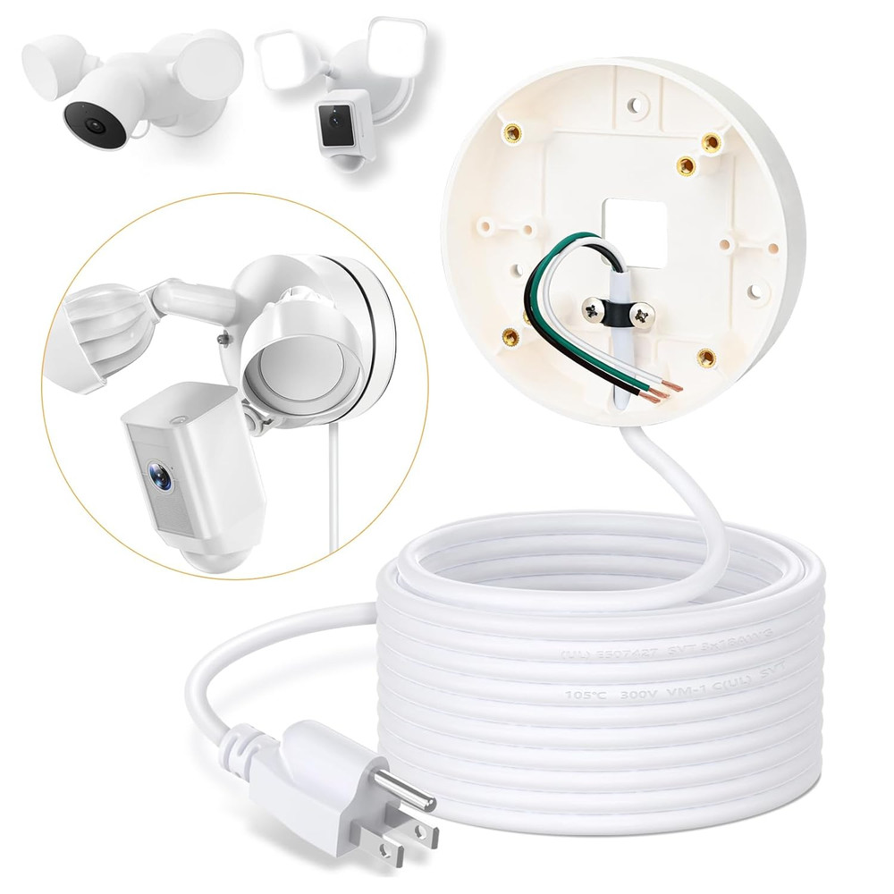 30Ft/9M Power Cable with Adapter and Plug-In Mount Compatible with Blink