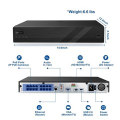 Anpviz 12MP AI 16CH PoE NVR , Support 8MP IP PoE Cameras for Business Recording