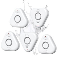 5 Pack Water Leak Detectors for Home, Stechro 4 Levels Adjustable Audio White