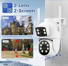 4MP Wireless Security Camera System Outdoor Wifi Dual Lens Security Cameras Home