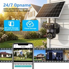 16MP 4G SIM Solar Security IP Camera Outdoor 4 Lens PTZ CCTV Motion Detection