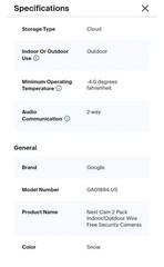Google – Nest Cam 2 Pack Indoor/Outdoor Wire Free Security Cameras – Snow
