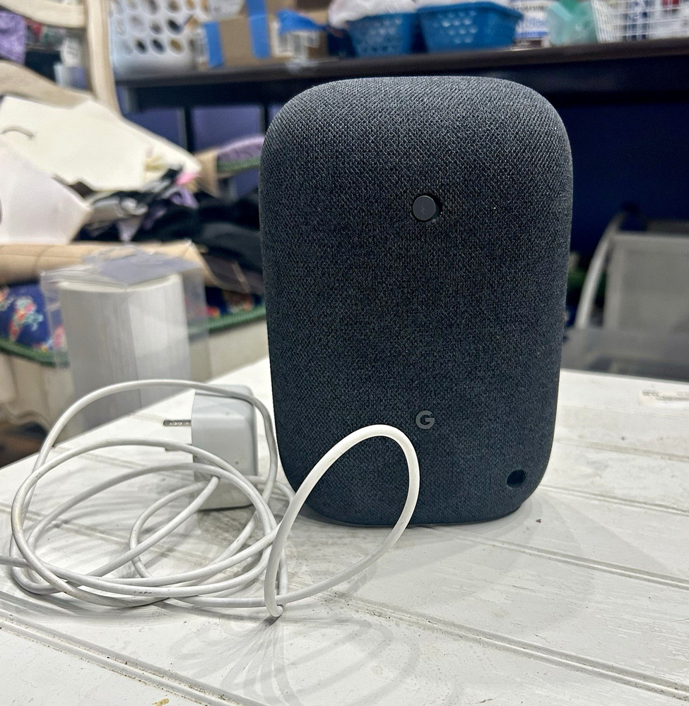 Google Nest Audio Smart Speaker Gray Fabric Oval Wi‑Fi Bluetooth