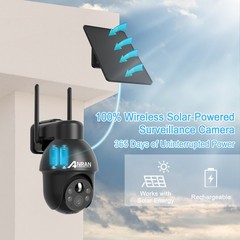 ANRAN 3MP Wireless Security Camera Solar Battery Home WiFi PTZ Outdoor 360° View