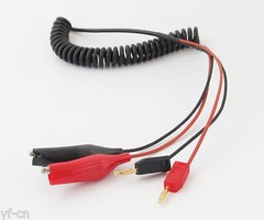 1pc 2ft Dual Gold 2mm stackable Banana Plug to Alligator Clip Stretching Cable