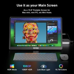 Qqh Portable Monitor 15.6 Portable Travel Monitor For Laptop 1080P Fhd Ips