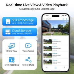 outdoor Home Security Camera Solar Panel 360°PTZ Wireless 2K Outdoor Audio