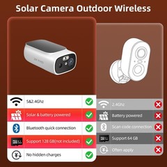 2K Security Cameras Wireless Outdoor 2.4GHz&5GHz Wi-Fi Continuous Power