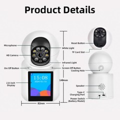 KERUI 1080P 2MP HD PTZ WIFI IP Camera Video Calls With 2.8″ Inch IPS Screen