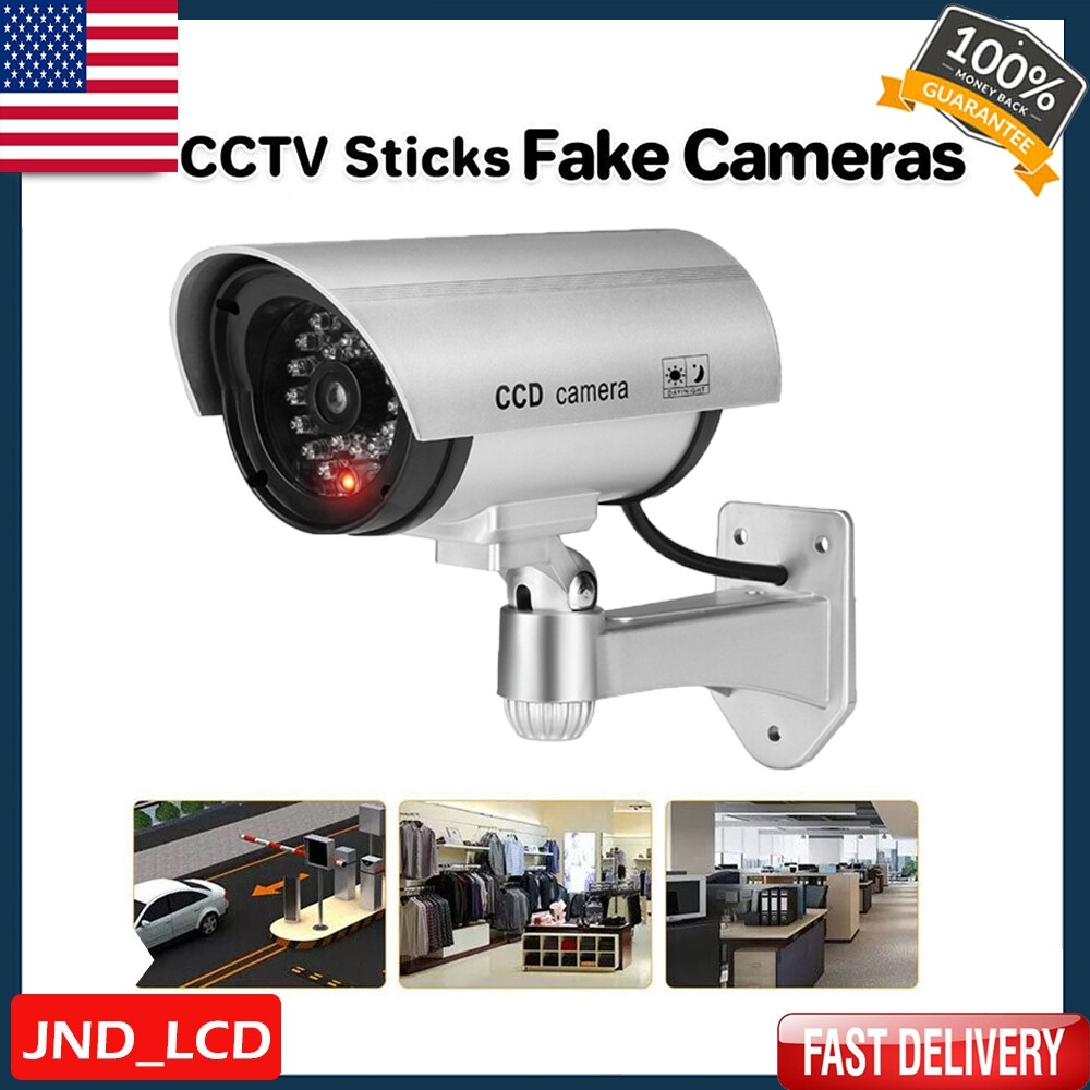 Dummy Fake Camera Surveillance CCTV Wall Security Camera Flashing LED Light