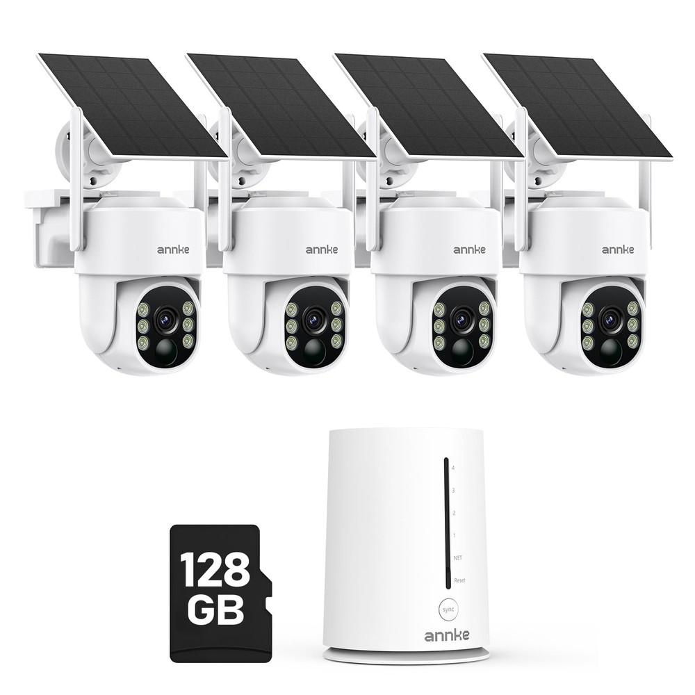 4MP Solar Security Cameras Wireless Outdoor, 5MP 4 Cam-Kit Home Security Came…