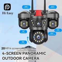 5MP 4 Lens Home Security WiFi Camera Outdoor 10K Wireless 4 Screens 16X Zoom PTZ