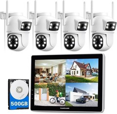 CAMCAMP Wireless Security Camera System Dual Screen 2Lens 10CH NVR Outdoor WIFI