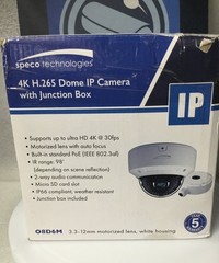 SPECO O8VD3M 8MP 4K Outdoor Network Dome Camera W/ IR Night Vision 2.8-12mm NEW!