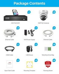 ZOSK 4K NVR 8CH 5MP PoE CCTV Security Camera System AI Person Vehicle Detect 2TB